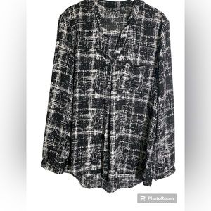 POINT ZERO Dressy Black & White Long Flowy Tunic Top/Blouse XL